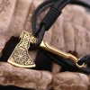 Teamer Gold Color Trinket Viking Slavic Aegishjalmur Axe Bracelet Black Round Woven Rope Bracelet Amulet Jewelry for Men ► Photo 2/6