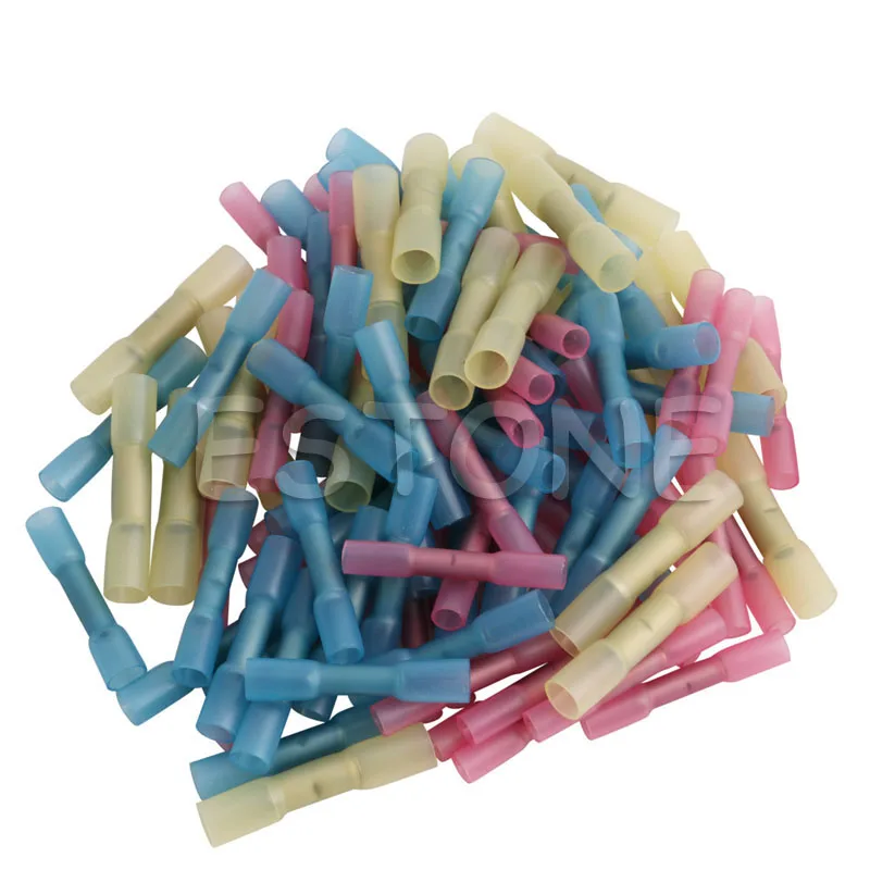 

100Pc 22-10AWG Assorted Heat Shrink Butt Cable Wire Connector Electrical Crimp Insulated Terminal Connector Cable Sleeve