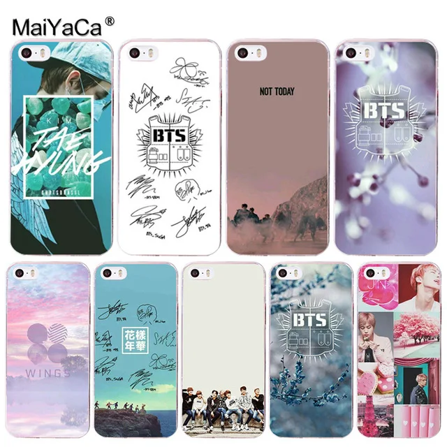 

MaiYaCa bts Band Flower Floral for iPhone 4S SE 5C 5S 5 6 6S 7 8 Plus X XR XS MAX Phone Cases transparent Soft TPU Cover Cases