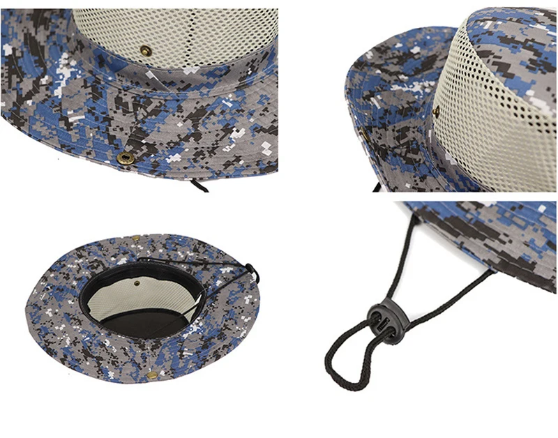 Fishing Camouflage Cap Camo Tactical Hat Sunshade Sea Beach Sun Hats  Outdoor Camping Tools Army Climbing Hiking Sport Panama (15)