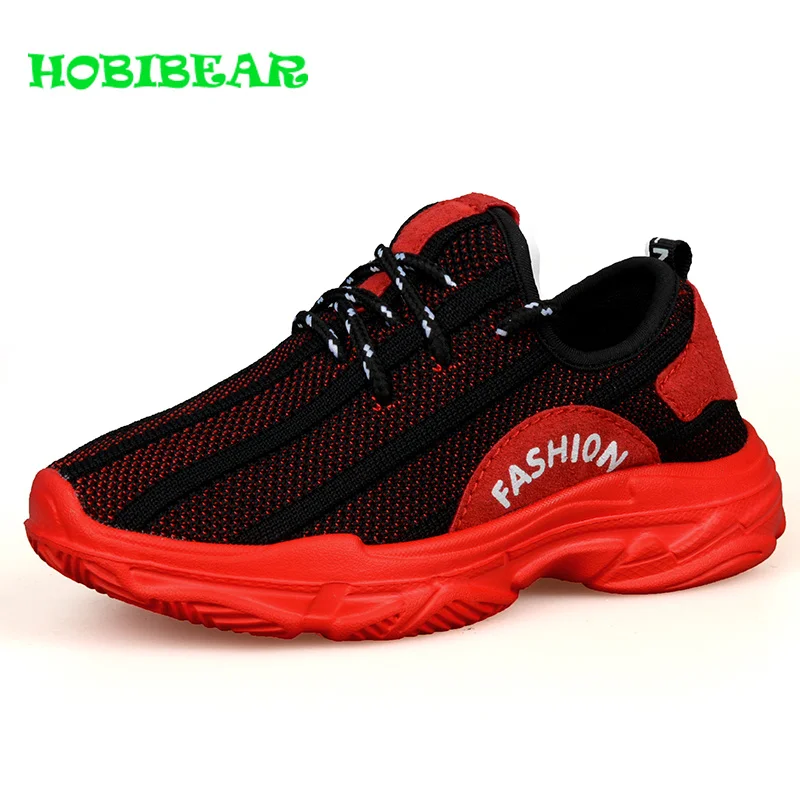 جديد بارد الفتيان الأحذية للأطفال الأسود الأحمر الفتيان الرياضة الأطفال الأحذية شبكة تنفس أحذية للمشي مريحة أحذية مدرسة الأولاد
