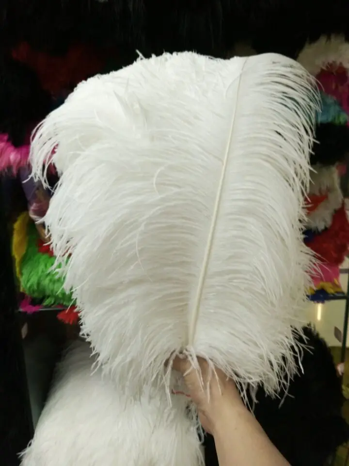 

wholesale 10pcs Quality big Pole natural white ostrich feather 45-50cm /18-20inch wedding Carnival stage performance
