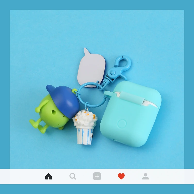 Cute Cartoon Decorative Silicone Case for airpods apple case Accessories Protective Bluetooth Wireless Headset Cover Key Ring