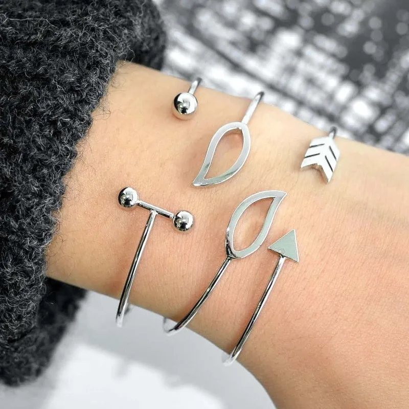 

Yobest 3pc/set Vintage Metal Leaf Opening Bracelets for Women Girl Bohemian Adjustable Bracelet Bangle Set Statement Jewelry