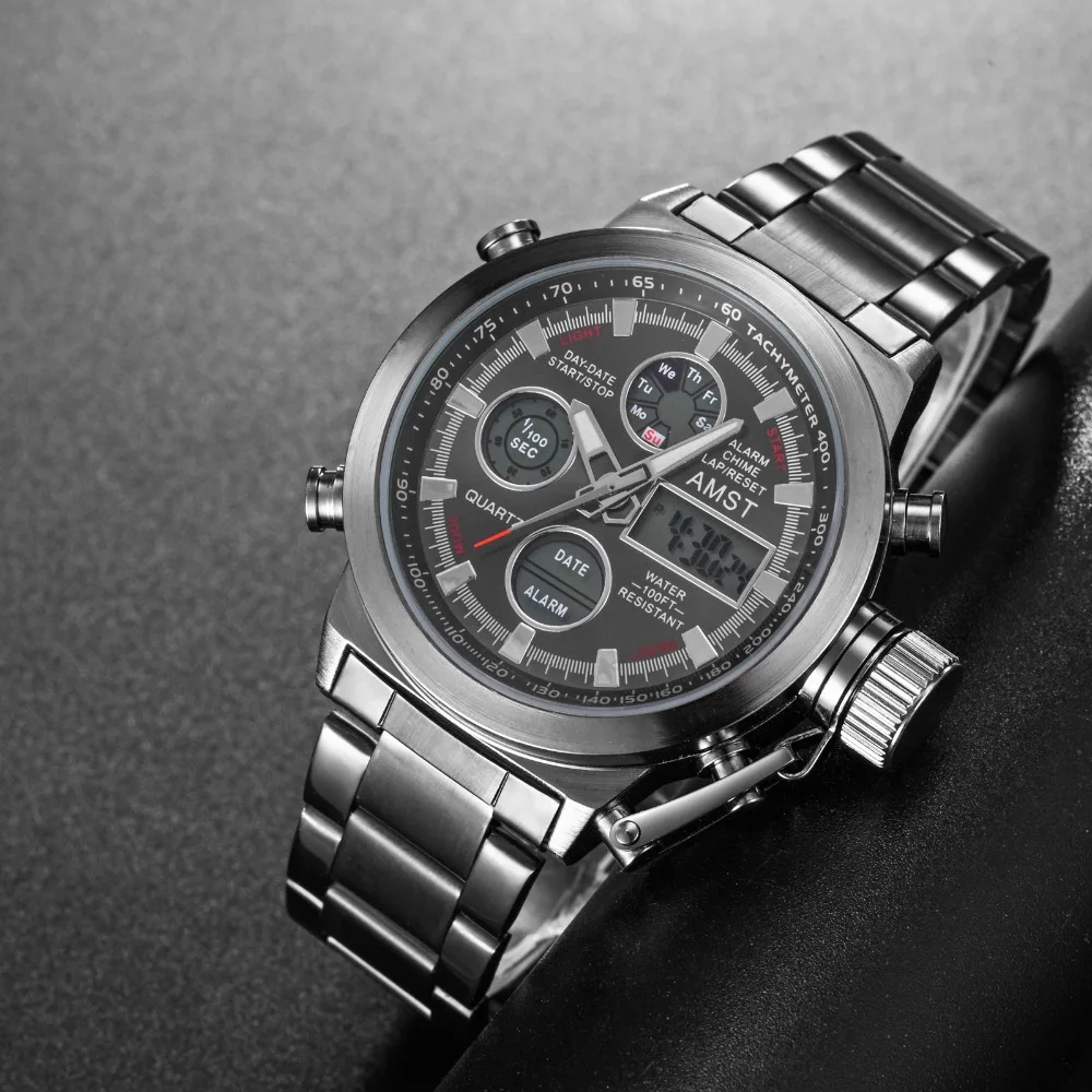 

New Famous Luxury Brand Men Waterproof Full Steel Watches Men's Quartz Analog LED Clock Male Sport Wrist Watch Relogio Masculino