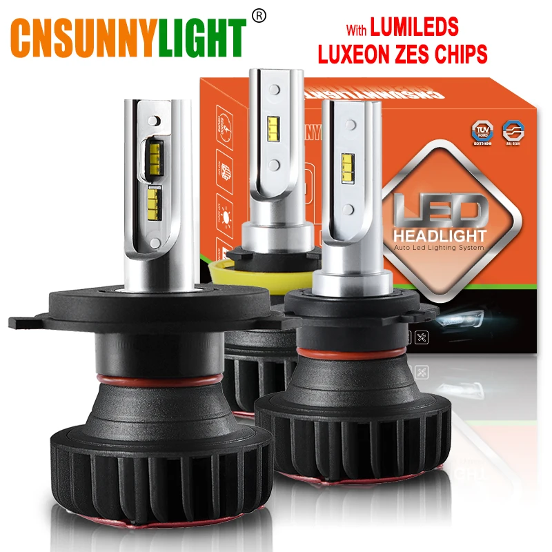 CNSUNNYLIGHT H7 светодиодный H11 H4 H1 с Lumi светодиодный s ZES чипы 9900LM 72 Вт/комплект 9005 Автомобильная фара 9006 H8 противотуманная фара 12 В 24 В