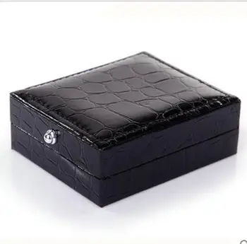 

12pcs/lot Black Square cufflinks boxes Crocodile Leather surface Cuff Link Storage Holder Box Men's Jewelry Packing Gift Box
