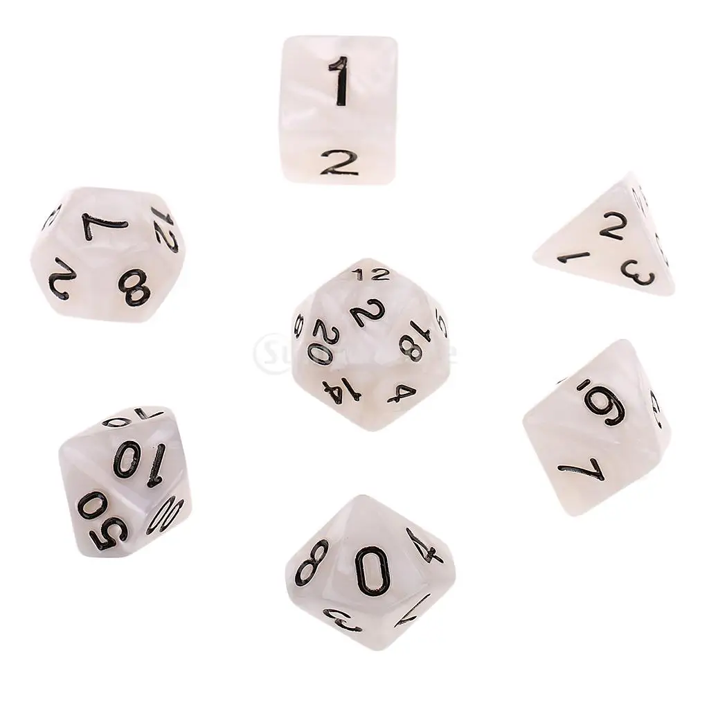 7x Acrylic Polyhedral Dice D4-D20 Dice for MTG TRPG Party Roleplay Game Toys