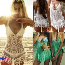 Летние женские Купальники-бикини, кафтан, кружевной кроше, пляжный топ, элегантная сетчатая прозрачная пляжная одежда