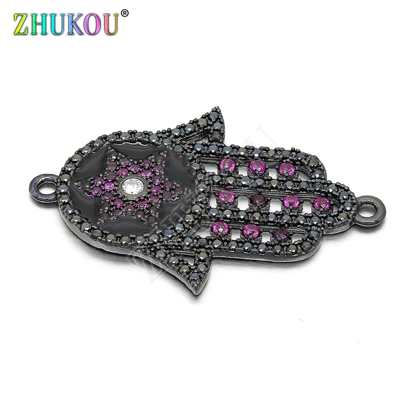 18*27 мм фианиты ручной работы Lucky Hamsa шармы соединители DIY ювелирные изделия