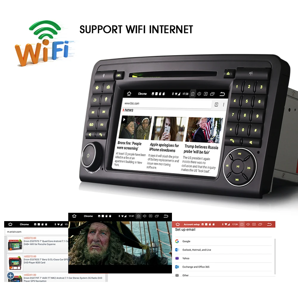 Excellent 7"Android 8.0 Head Unit GPS Navi Wifi MP3 Player DAB+ Radio DTV-IN Car DVD player for Mercedes Benz ML-Class W164 ML330 ML350 4