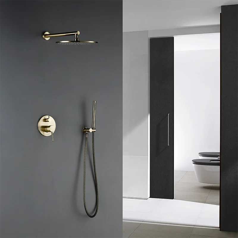 Shower Set shower head Brushed Rose Gold Shower Faucet 2 Ways Hot And Cold 8/10/12 Inch Bathroom System