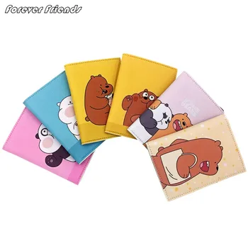 

New World Trip Brown Bear Travel Passport Covers for Men , PVC Leather ID Card Bag Passport Holder Passport Wallets 14*10cm