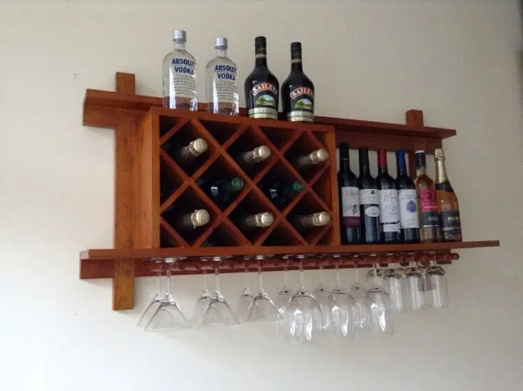 Wall Mounted Wood Wine Rack Hanging Bar Creative Fashion Wall Mounted Wood Wine Rack Hanging Bar Creative Fashion Plaid Cafe Sets Display Cabinets In Cabinet Hinges From Home Improvement On