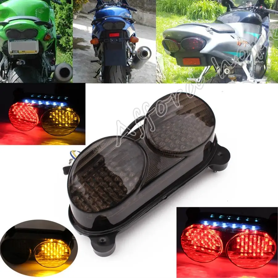 Smoke LED Tail Light With Integrated Turn Signals For Kawasaki