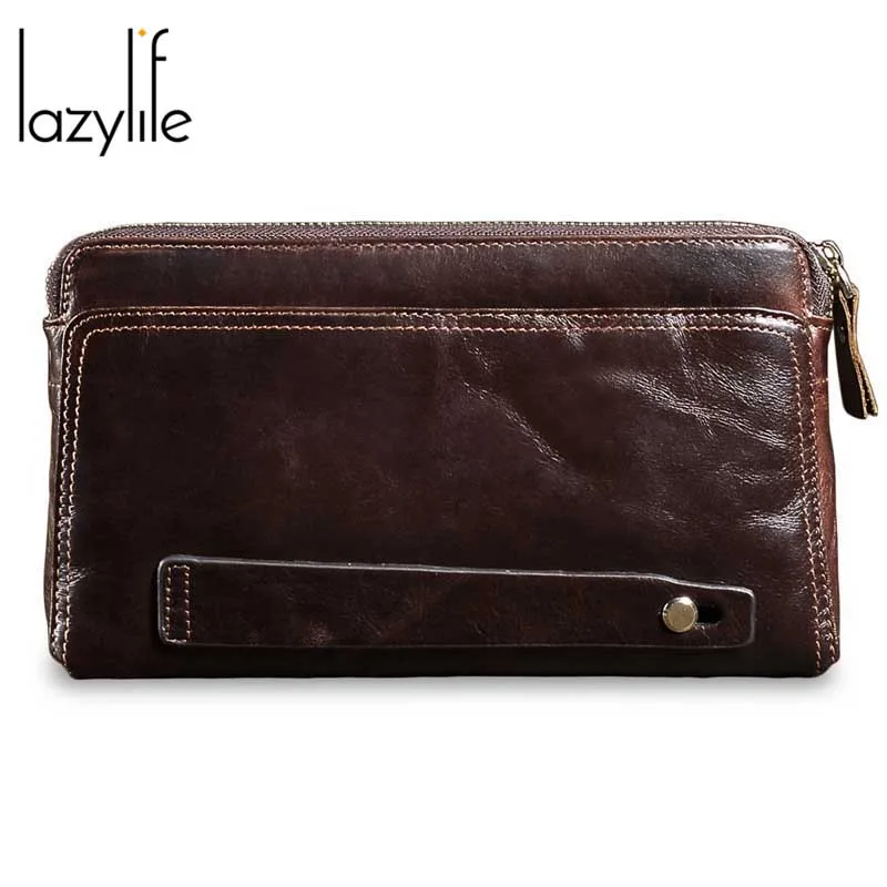 

LAZYLIFE Wallet Male Genuine Leather Men's Wallets for Credit Card Holder Clutch Male bags Coin Purse Men Genuine leather Wallet