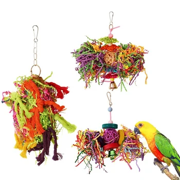 

Bird Chewing Toys Parrot Cage Shredder Toy Foraging Hanging Toy For Cockatiel Conure African Grey Amazon(3 Pack)