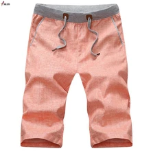 Летние новые льняные пляжные шорты мужские облегающие хлопковые Высококачественная брендовая одежда