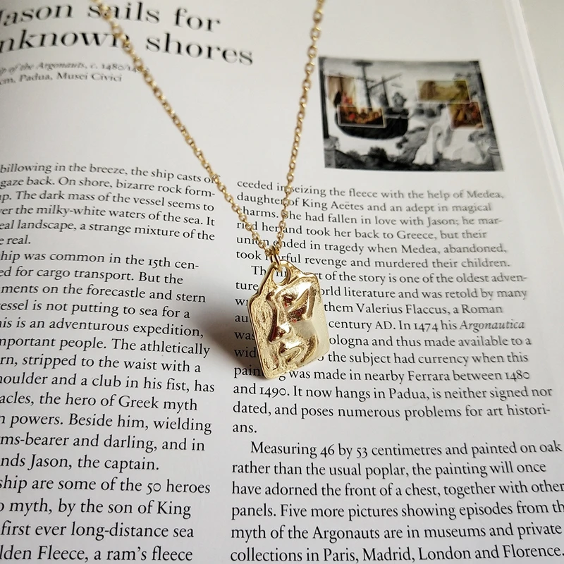 

LouLeur 925 sterling silver original forget love face pendant necklace gold square figure necklace for women charm jewelry gift