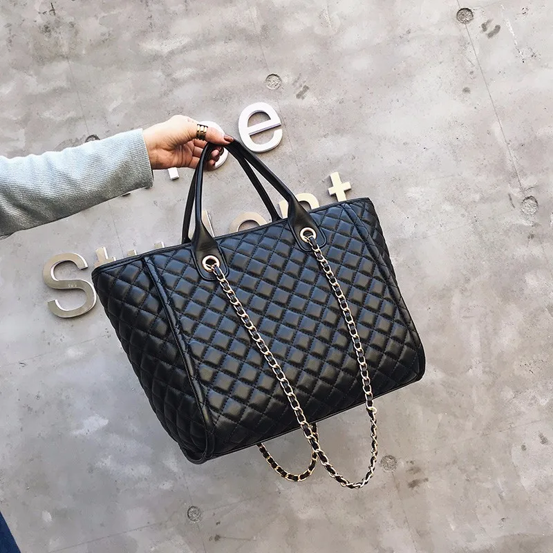 

Luxury Handbags Women Bags Designer Tote 2019 Casual PU Leather Diamond Lattice Chain Large Women Messenger Bags Shoulder Bag