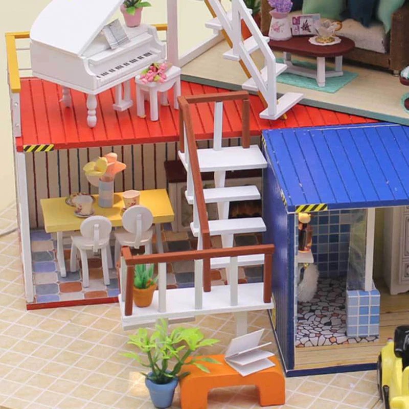 DIY Doll House Container Home Miniature With Furnitures Wooden DollHouse Handmade Building Model YOUR NAME Suit Toy 13843 #E