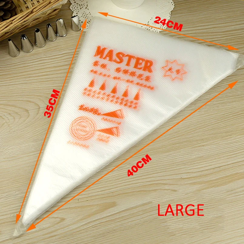 

100 Pcs Squeeze Cream Bag Disposable Piping Bag Icing Fondant Cake Cream Dessert Decorators Pastry Tip Cake Bakeware Pastry Tool