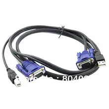 1,5 м KVM кабель переключателя 2 в 1 USB 2,0 Тип A в B 4Pin+ стандартный VGA SVGA 15pin PC компьютер принтер монитор адаптер конвертер