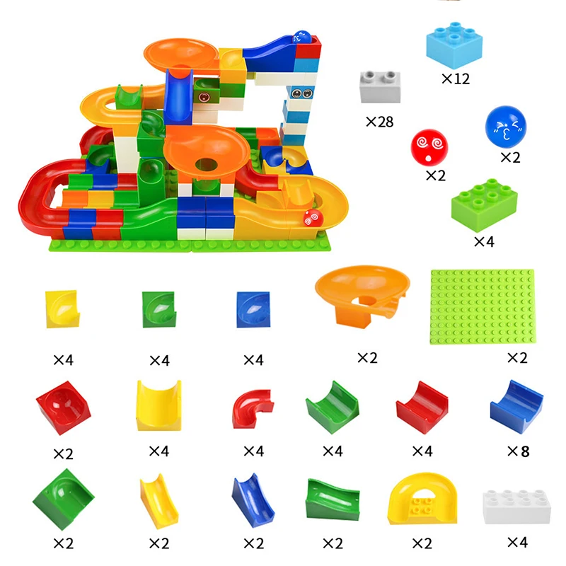 

104PCS Construction Marble Race Run Building Blocks Toy Compatible with legoed Duplo Blocks Kids Educational Toys for Children