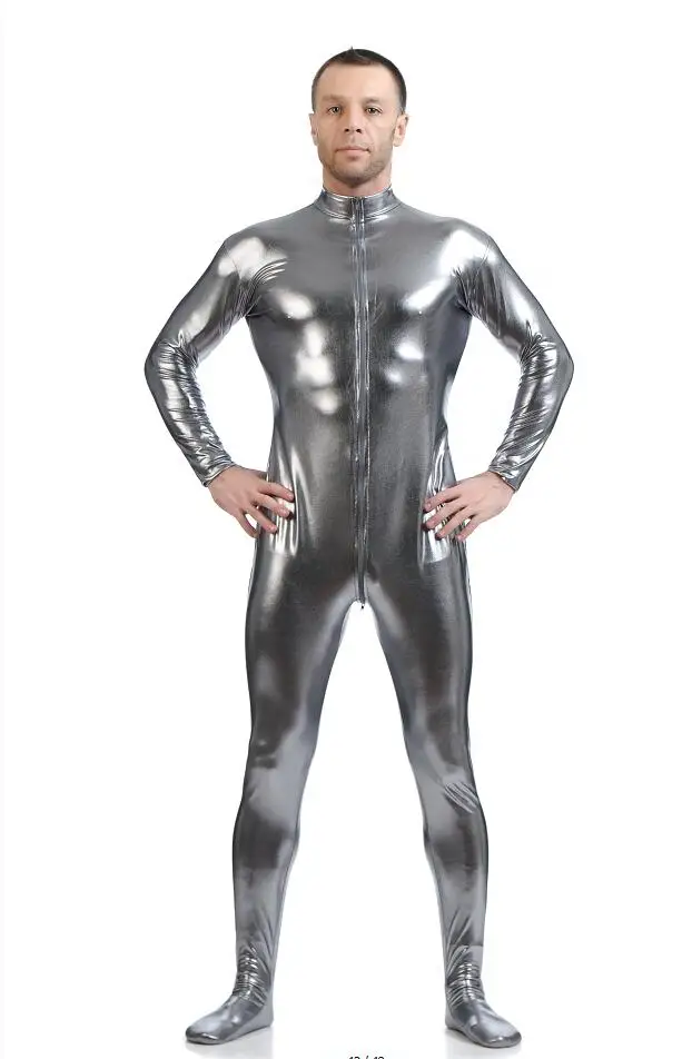 Cosplay&ware Ensnovo Men Latex Suit Black Shiny Metallic Tights Gold Zentai Full Body Unitard Custom Skin Bodysuit Zipper Front -Zentai shop online HTB1T7 9NsfpK1RjSZFOq6y6nFXaG.jpg