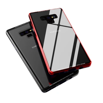 

R-JUST Metal Shockproof Phone Case for Samsung GALAXY S9 Plus Note 9 Note9 Transparent Glass Back Cover Border easy install