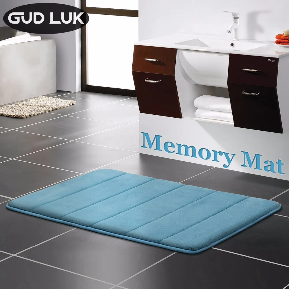 

Solid Anti-slip Bathroom mats Foam Memory Bath Mat Horizontal Stripes Carpet Toilet Tapete Water Absorption Rug 3 color 40*60cm