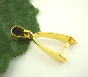 

10Pcs Gold Plated Pinch Clip Bail Beads Findings 8x25mm