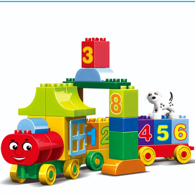 50 шт. большие частицы цифры поезд строительные блоки детские развивающие игрушки совместимы с duploINGlys