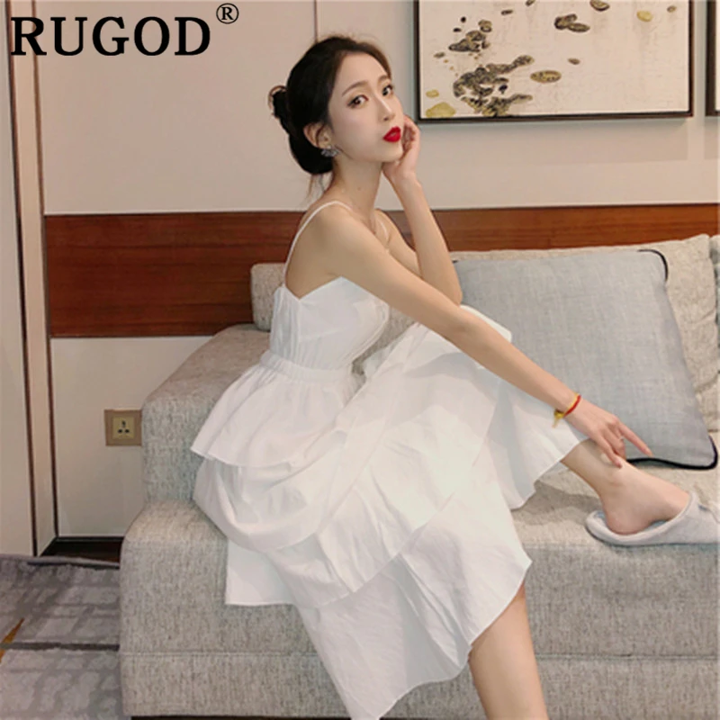 Женское платье торт RUGOD Элегантное Длинное Платье на бретельках с рюшами и