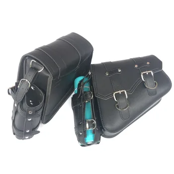 

2x Universal Motorcycle PU Leather Saddle bags Cruiser Side Storage Tool Pouches For Harley Sportster XL883 XL1200
