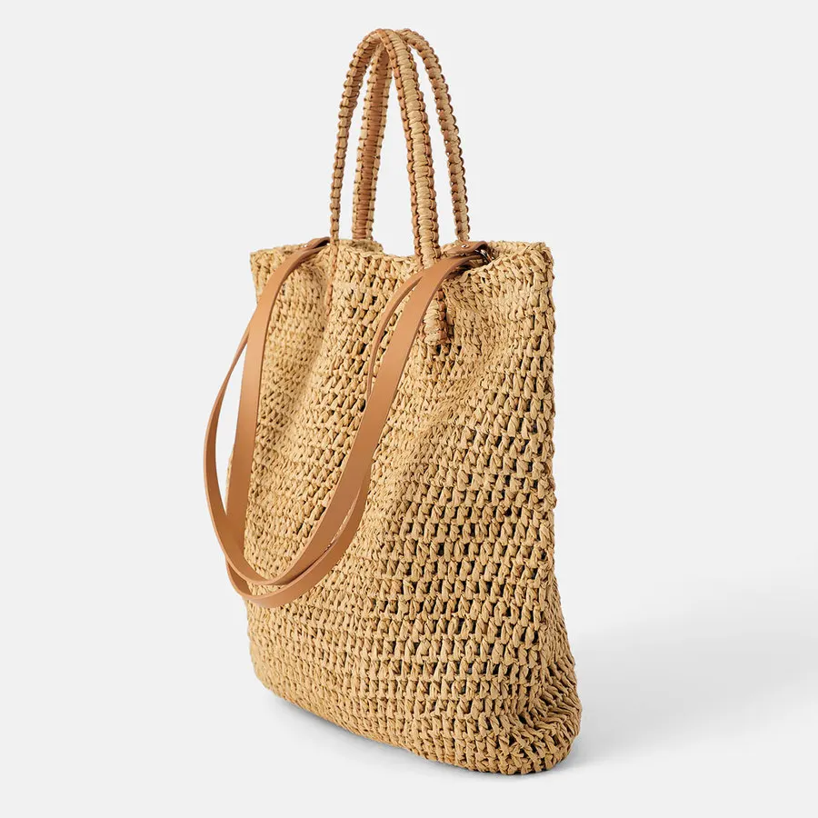 Casual Straw Bags Large Capacity Women Totes Designer Brand Lady Rattan Shoulder Bags Woven Wicker Handmade Summer Beach Purses