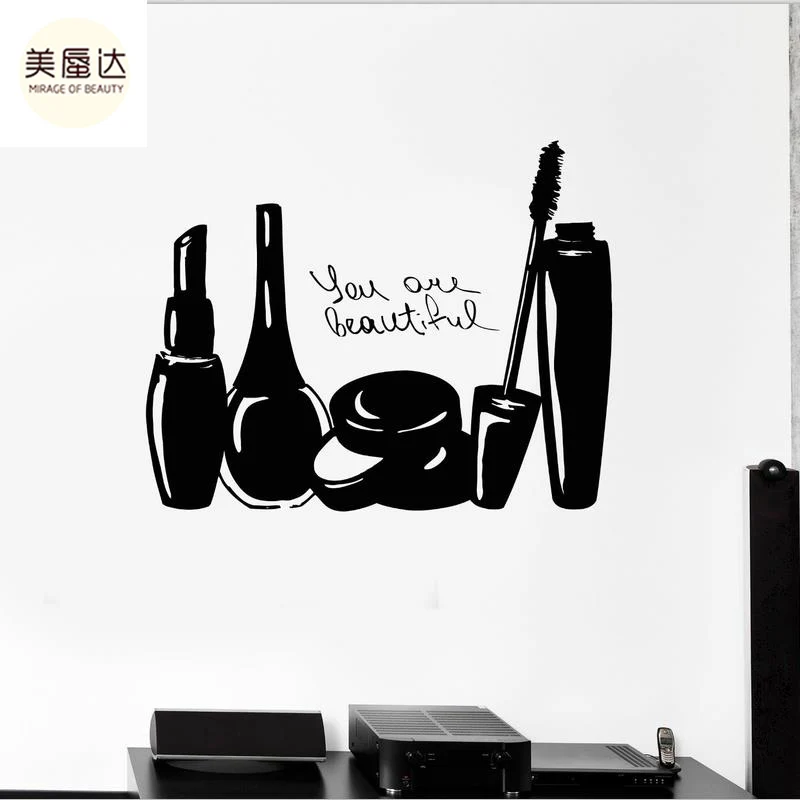 Makeup Cosmetics Beauty Salon Nail Girl Woman Wall Stickers Vinyl Decal