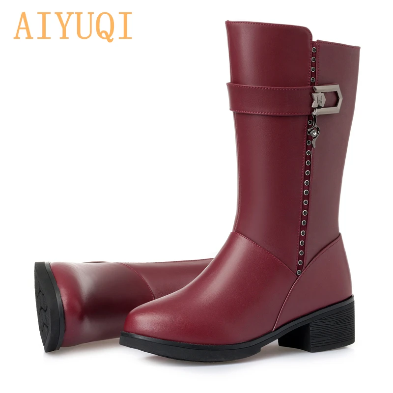 Lana Fluff Las Tamaño black Cuero Zapatos Genuino 41 Mujer Grueso Wool De red Gran Botas 2019 42 Invierno Espana Black Aiyuqi Fluff Cálido Wool red 43 Nieve Mujeres 6SptEEx