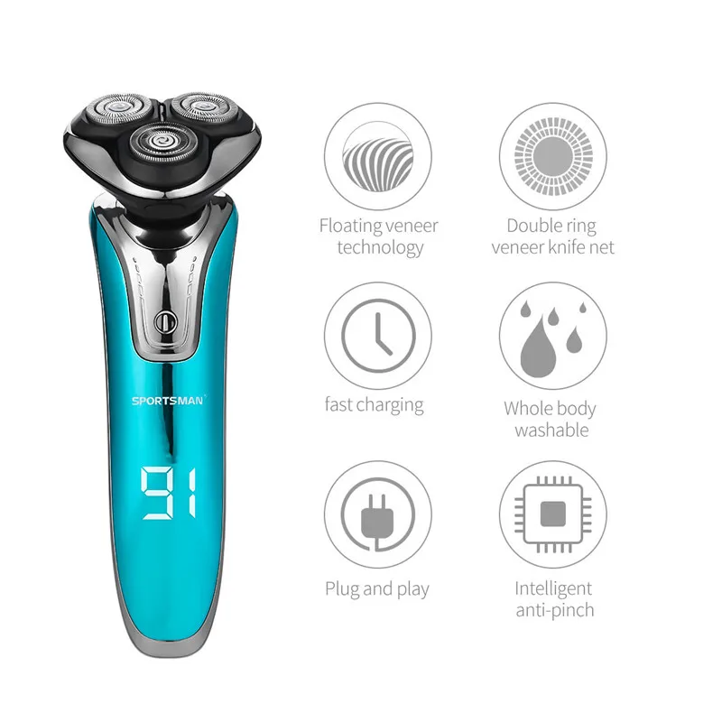 

Wet Dry Electric Shaver Rotary Beard Trimmer Electric Razor For Men Rechargeable Facial 3D Shaving Machine Corded & Cordless Use
