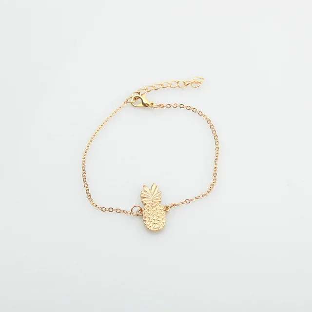 Фото милые модные золотые браслеты с фруктовым ананасом для женщин