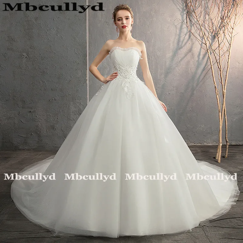 Пышное Бальное платье из тюля Mbcullyd свадебные платья с длинным шлейфом