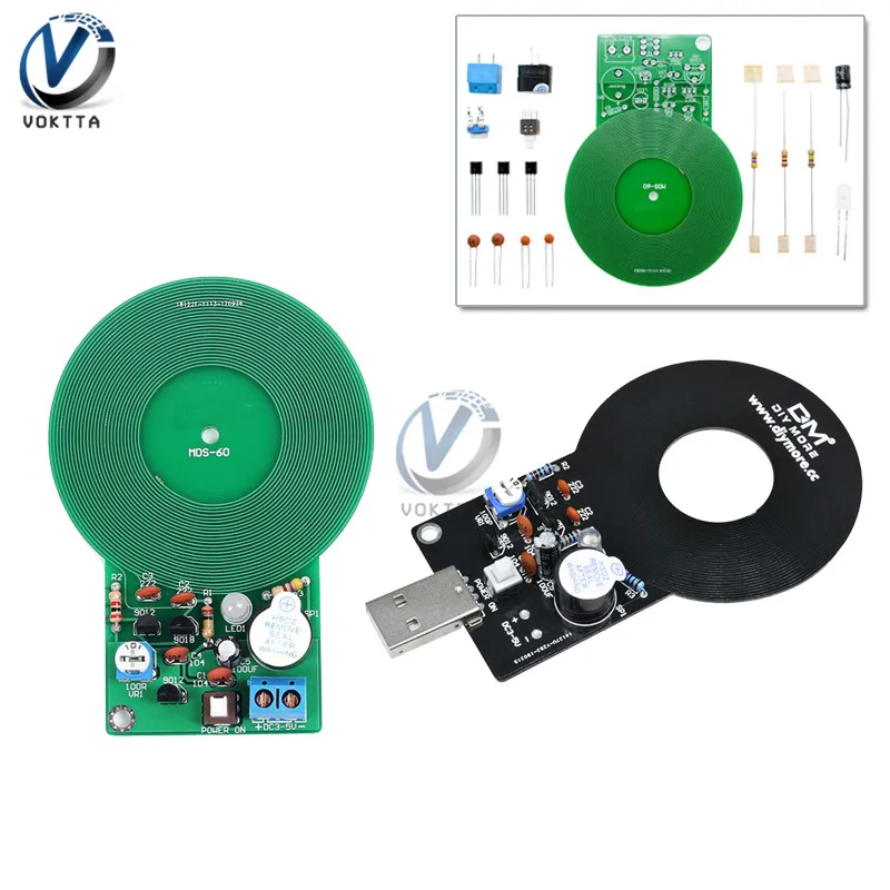 

DIY Kit Metal Detector Module DIY Electronic Part DC 3V-5V 60mm Non-contact Sensor Board Metal Detector Kit With Battery Case