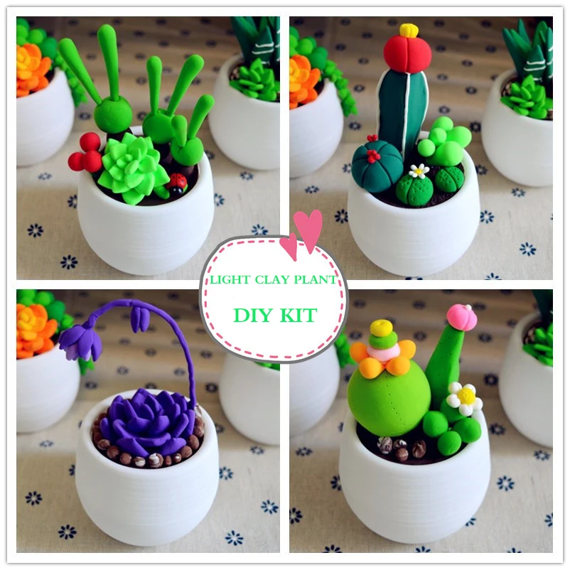 

Children's Handmade DIY Color Clay Ultra Light Clay Potted Plants Succulents Educational Toys Material Toy For Girls Boys Kid