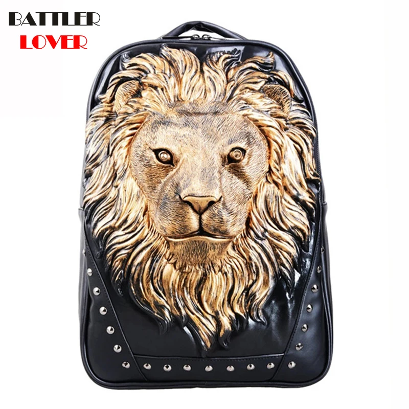 3D Tiger Shape Bag Mens Backpack Men Bagpack Backpack Mochila Masculina Punk Hombre School Backpacks Men Hombre Motor Biker 2018