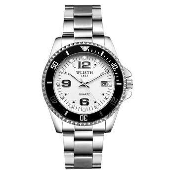 WLISTH-Reloj deportivo de cuarzo para Hombre, Reloj masculino de pulsera, con bisel giratorio, GMT, cristal de zafiro, 30m, de acero, deportivo, 2019