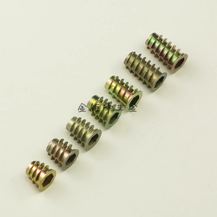 M4 M5 M6 M8 Zinc Alloy Thread For Wood Insert Nut Flanged Hex Drive Head