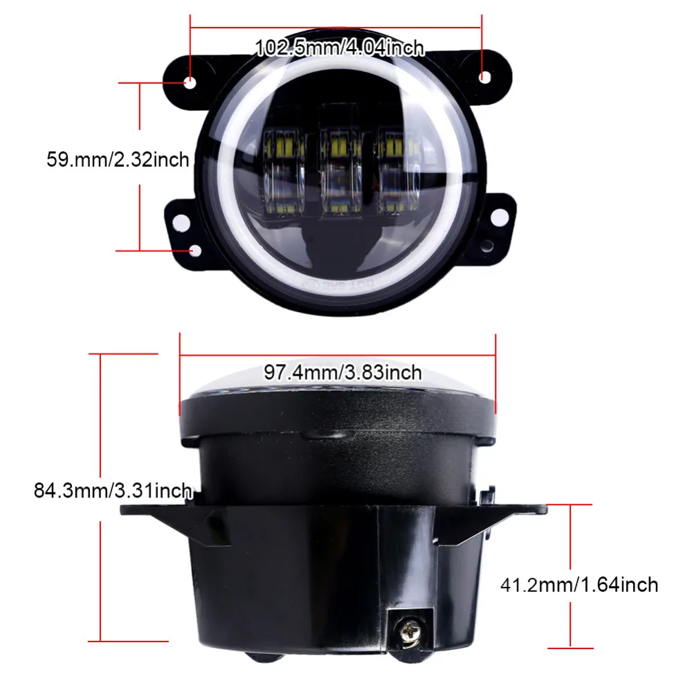 4 дюймовые круглые светодиодные противотуманные светильник головной светильник 30 Вт объектив проектора с Halo DRL лампа для бездорожья Jeep Wrangler Jk Dodge Harley
