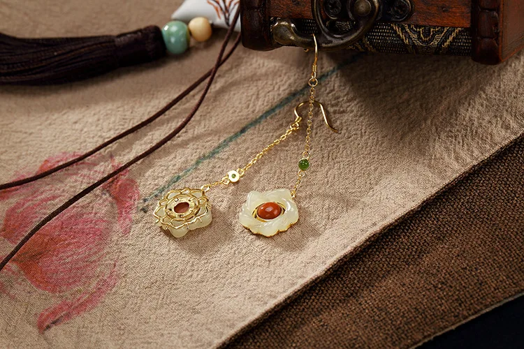 Uglyless Настоящее серебро 925 пробы ручной работы Яйцо цветок серьги для женщин натуральный нефрит сливы прекрасные ювелирные украшения из агата шары