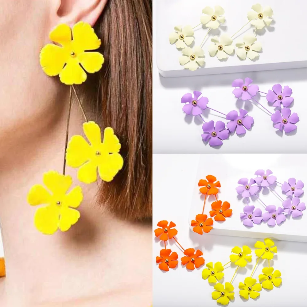 

Vedawas Punk Flower Statement Drop Dangle Earrings for Women Wedding Party Gifts Jewelry Oorbellen Pendientes Wholesale xg2615