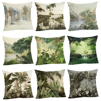 

Cross-border exclusive classic Forest cushion cover linen pillow Amazon